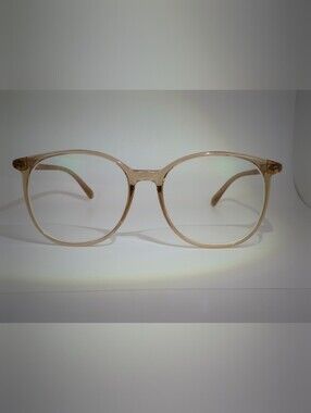 Lucia. Clear Nude Round Frame Glasses. Minimalist Metal.